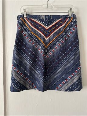 Women’s Navy Patterned A-Line Skirt
